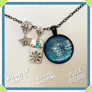 🆕✅ DRAGONFLY CHAIN NECKLACE WITH THREE CHARMS